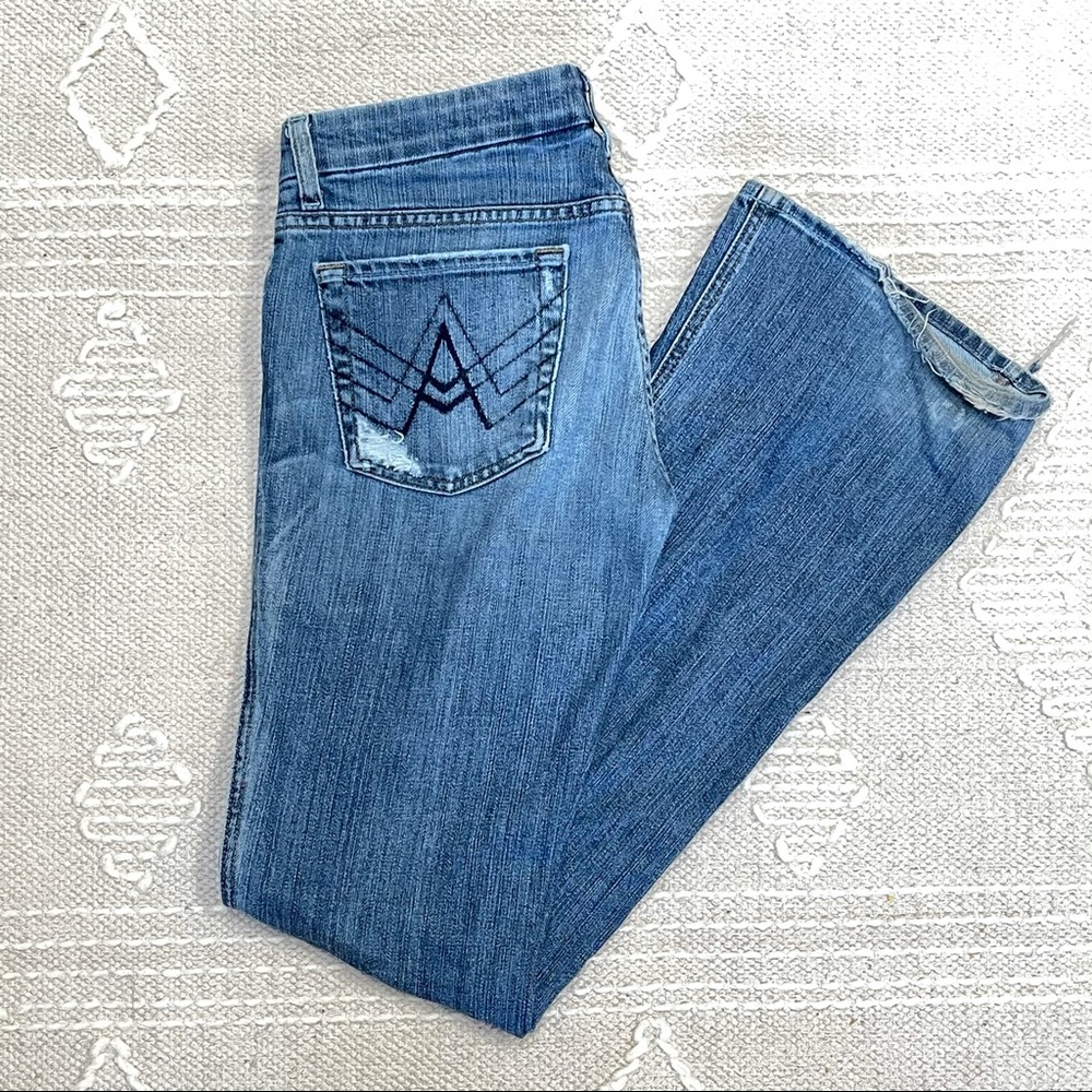 7 For All Mankind Faded Blue A-Pocket Flare Jeans